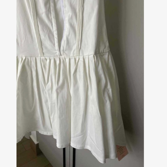 White Corset Style Mini Fit and Flared Dress Shoulder Tie Straps - Picture 16 of 16